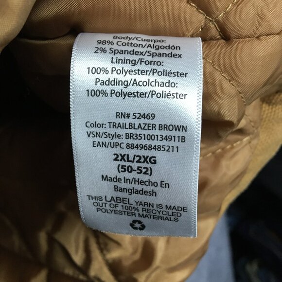 Brahma Mens Canvas Vest size 2XL Brown Quilted Interior Zip Up Front Pockets - Picture 7 of 16